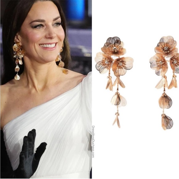 Zara Gold Kate Floral Cascading Dangle Earrings - Picture 2 of 5